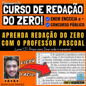Imagem de capa para o Curso online CURSO DE REDAÇÃO DO ZERO DO BÁSICO AO AVANÇADO - Professor Pascoal