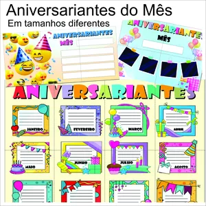 Imagem de capa para o Ebook 4 modelos de cartazes para os aniversariantes