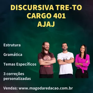 Imagem de capa para o Curso online Discursiva TRE-TO AJAJ - Cargo 401 com 3 correções personalizadas