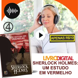 Imagem de capa para o Ebook Livro digital e AUDIOBOOK Sherlock Holmes: Um Estudo em Vermelho