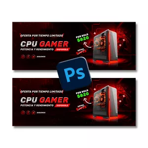 Imagen de portada para Curso online Diseño Banner Digital Editable para Oferta de CPU Gamer