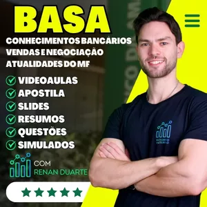 Imagem de capa para o Curso online Curso BASA - Conhecimentos Bancários, Vendas e Negociação e Atualidades (com Renan Duarte)
