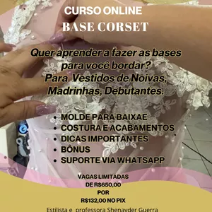 Curso de base para bordados dos vestidos de noivas e festas