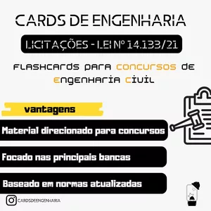 Imagem de capa para o Curso online Cards de Engenharia - Deck de licitações - Lei nº 14.133/2021.
