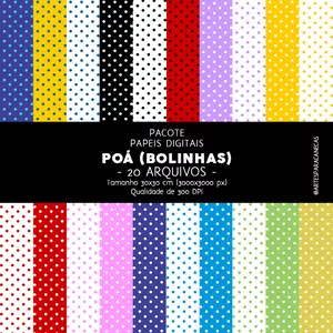 Imagem de capa para o Curso online PACOTE DE PAPEIS DIGITAIS - POÁ / BOLINHAS (20 ARQUIVOS)