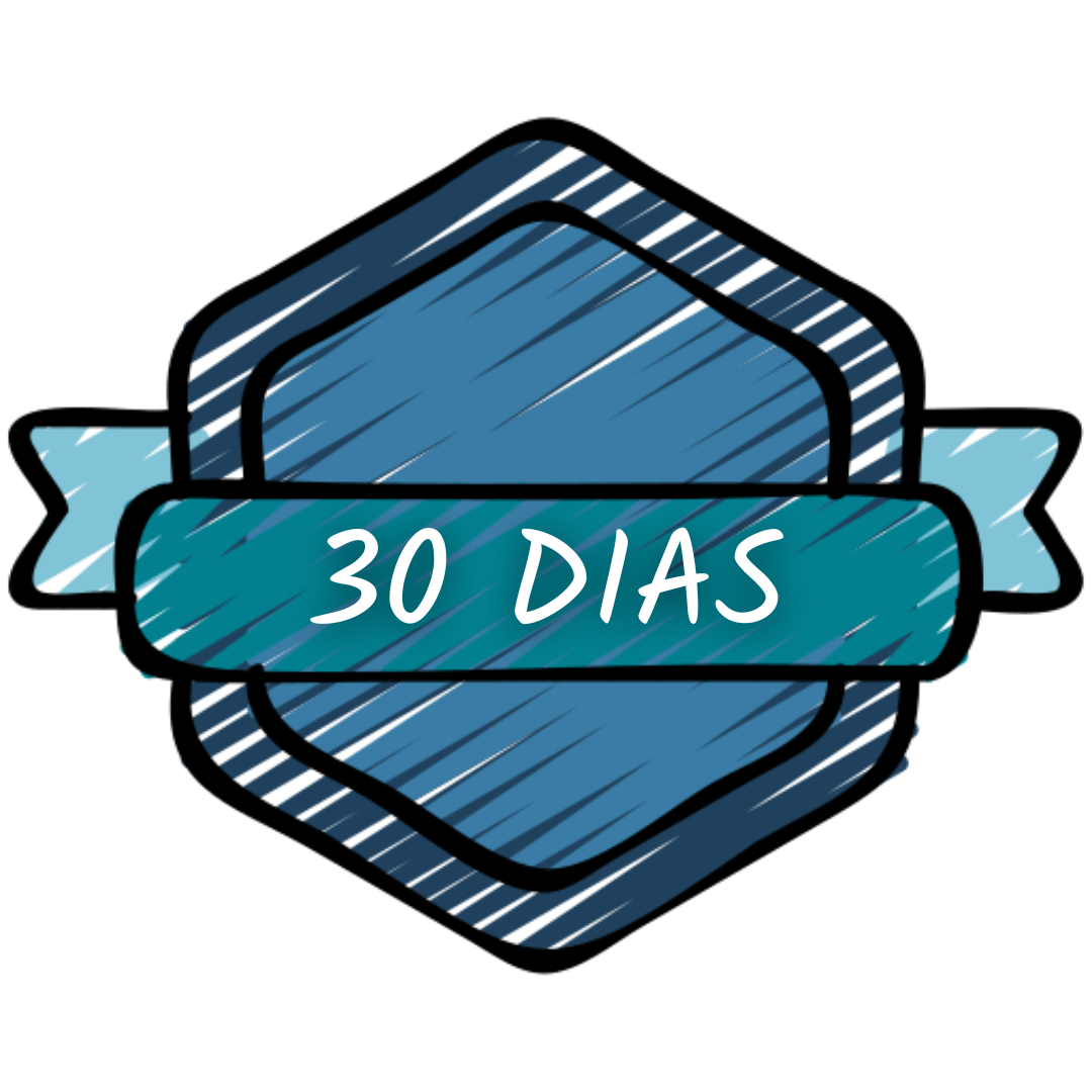 Selo visual com o texto “30 dias” reforçando a garantia de satisfação e reembolso sem risco.