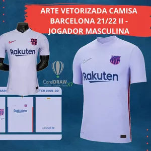 Imagem de capa para o Curso online ARTE VETORIZADA CAMISA BARCELONA 21/22 II - JOGADOR MASCULINA