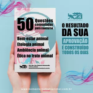 Imagem principal do produto 50 questões comentadas para concurso: Bem-estar animal; Etologia animal; Ambiência animal; e Ética no trato animal