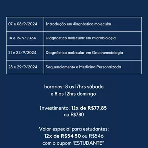 Imagem de capa para o Evento presencial Biologia molecular: da extração a amplificação em tempo real.  CBM 03-2024.2 