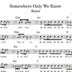 Imagem de capa para o Ebook Somewhere Only We Know (Keane) - Partitura Facilitada em Sol Maior com Playback