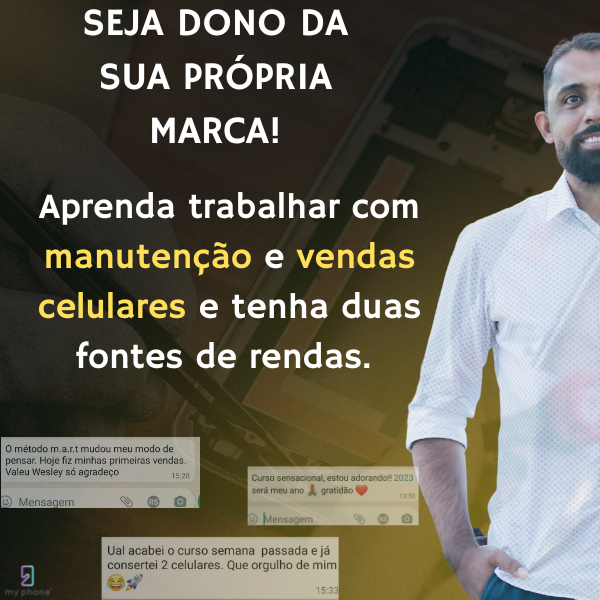 Imagem de Curso de manutenção e vendas de celulares combo 5.0 Apple, Xiaomi e eletrônicos criado por Myphone na hotmart