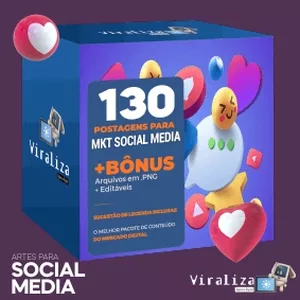 Imagem de capa para o Curso online Pack com 130 Artes de Redes Sociais para Social Media + Bônus