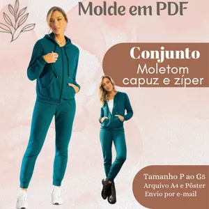 Imagem de capa para o Ebook MOLDE EM PDF CONJUNTO MOLETOM FEMININO COM ZIPER 