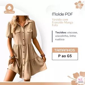 Imagem de capa para o Ebook MOLDE VESTIDO COM FRANZIDO MANGA FOFA