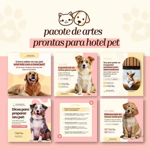 Imagem de capa para o Curso online Pack Canva Hotel Pet - posts e artes prontas