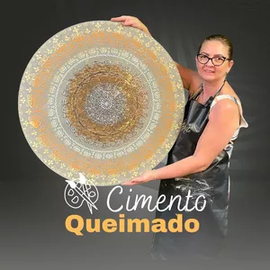 Imagem de capa para o Curso online  Cimento Queimado com folhas de ouro em MDF