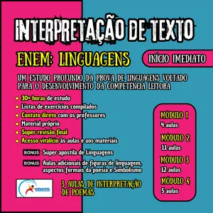 Imagem de capa para o Curso online ENEM 2025 — INTERPRETAÇÃO DE TEXTO (CURSO)