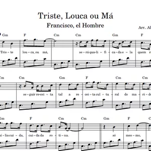 Imagem de capa para o Ebook Triste, Louca ou Má (Francisco, el Hombre) - Partitura para PIANO
