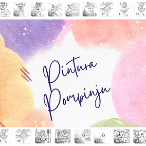 Imagem de capa para o Ebook Desenhos preto e branco para pintar - Pompinju