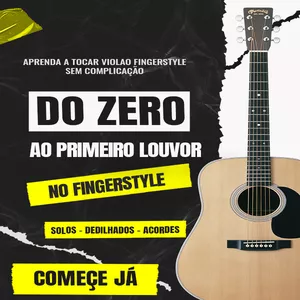 Imagem de capa para o Curso online DO ZERO AO PRIMEIRO LOUVOR NO FINGERSTYLE