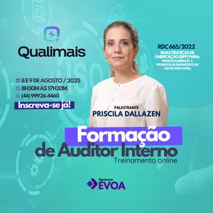 Imagem de capa para o Evento online Formação de Auditor Interno RDC 665/2022&nbsp;-&nbsp;Curso&nbsp;Online