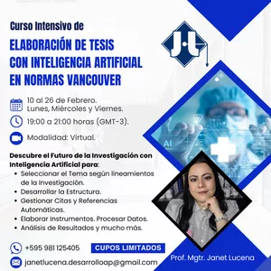 Imagen de portada para Curso online CURSO INTENSIVO DE ELABORACIÓN DE TESIS CON INTELIGENCIA ARTIFICIAL EN VANCOUVER