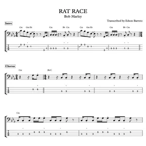 Cover image for Online course RAT RACE (Bob Marley) Bass Transcription, Score &amp; Tab Lesson