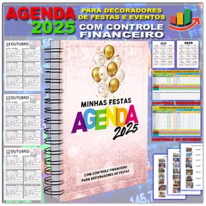 Imagem de capa para o Ebook Agenda 2025 Personalizada Para Decoradoras de Festas Pegue e Monte e Cerimonialistas