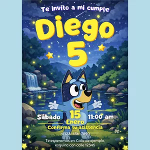 Imagen de portada para Ebook Invitación infantil de BLUEY editable.