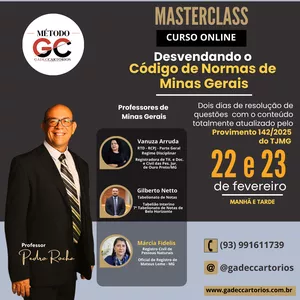Imagem de capa para o Evento online Masterclass - Curso online - Desvendando o  Código de Normas de  Minas Gerais