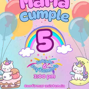 Cover image for Ebook Invitacion Virtual Cumpleaños Niña Unicornios