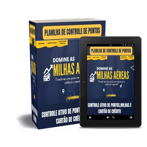 Imagem de capa para o Ebook Planilha de controle sobre milhas, pontos e cartão de crédito( 2 CPFs)