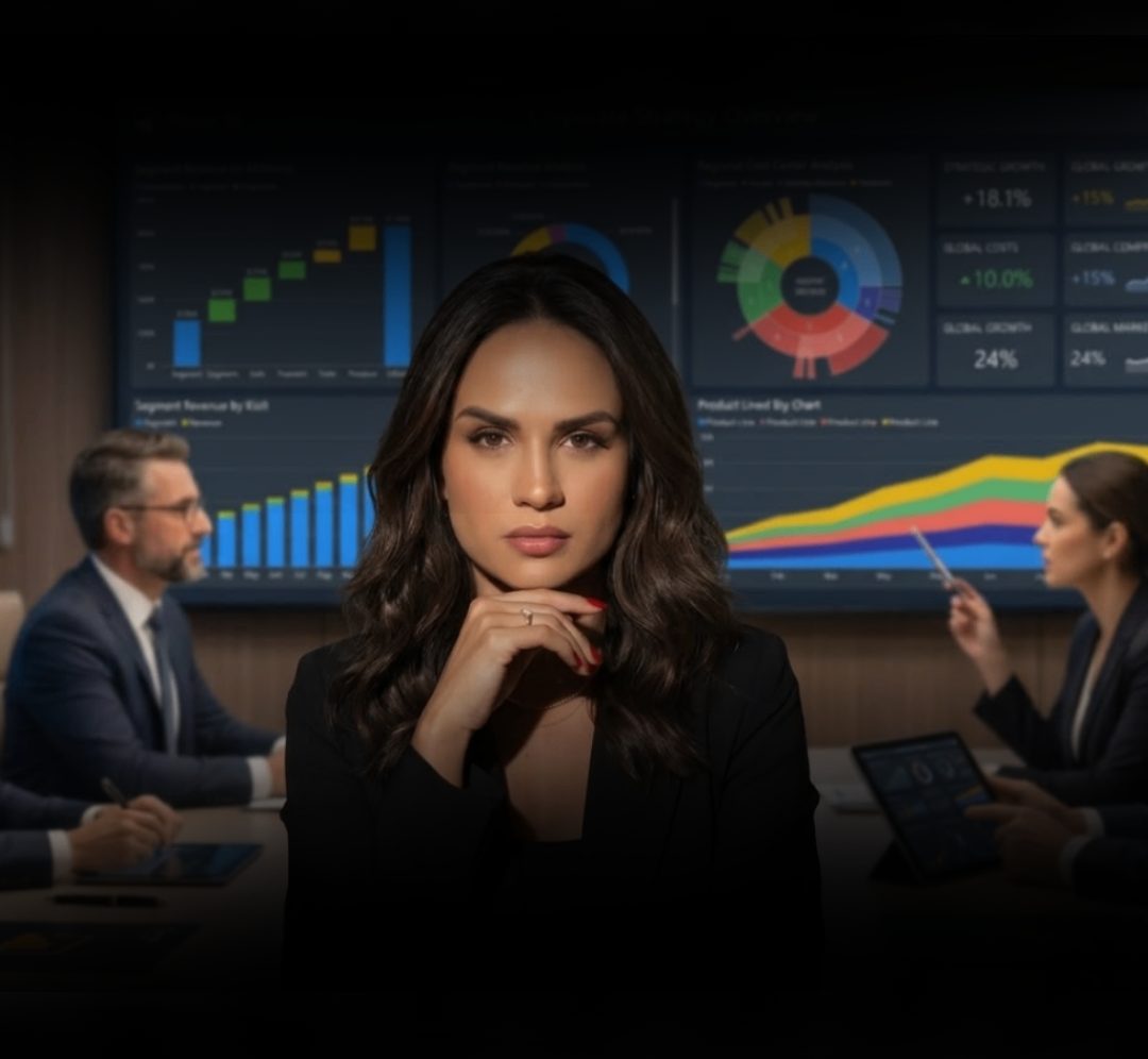 Jéssica Souza apresentando um dashboard estratégico
