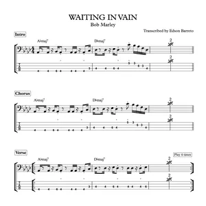 Cover image for Online course WAITING IN VAIN (Bob Marley) Bass Score &amp; Tab Lesson