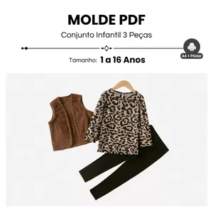 Imagem de capa para o Ebook MOLDE CONJUNTO INFANTIL 3 PEÇAS