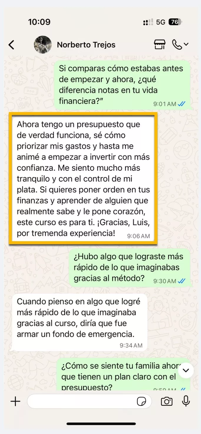 Chat WhatsApp Norberto