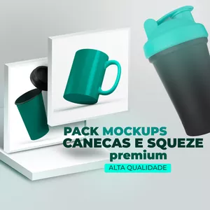 Imagem de capa para o Curso online Pack Mockups Premium Canecas E Squeze