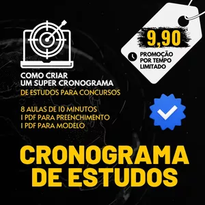 Imagem de capa para o Curso online CURSO COMO CRIAR SUPER CRONOGRAMA DE ESTUDOS PARA CONCURSOS 
