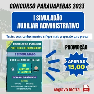 Imagem de capa para o Ebook I Simuladão Auxiliar Administrativo - Concurso Parauapebas 2023