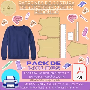Imagen de portada para Ebook PATRONES DE COSTURA DE SUDADERA CUELLO REDONDO