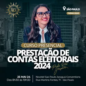 Imagem de capa para o Evento presencial Curso de Prestação de Contas Eleitorais 2024 - Turma de Maio - São Paulo