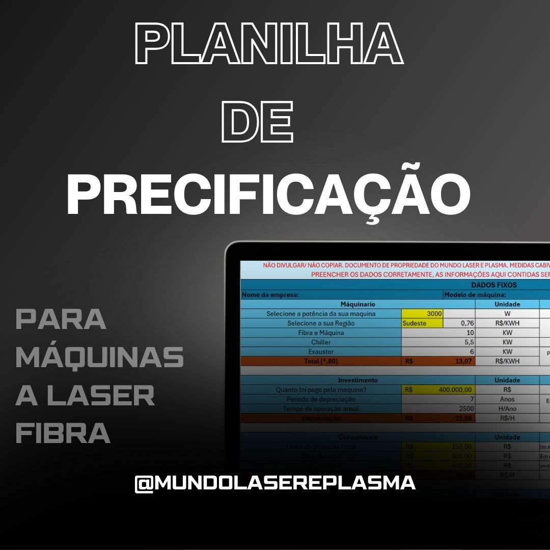Planilha PLANILHA DE PRECIFICAÇÃO PARA MÁQUINAS A LASER