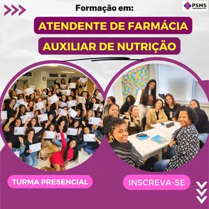 Imagem de capa para o Evento presencial Curso de Formação em Atendente de Farmácia e Aux de Nutrição