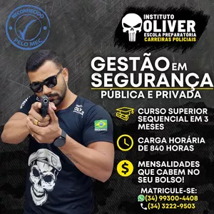 Imagem de capa para o Curso online 👨🏻‍🏫2.0 Superior Sequencial 100% EAD 2.0 - Gestão em Segurança Pública e Privada em 3 meses - Instituto Óliver 