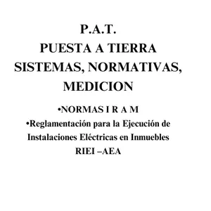 Imagen de portada para Ebook SISTEMAS DE PUESTA A TIERRA (PAT) ELECTRICIDAD ARGENTINA