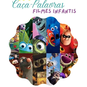 Imagem de capa para o Ebook 100 CAÇA-PALAVRAS - Tema Filmes Infantis
