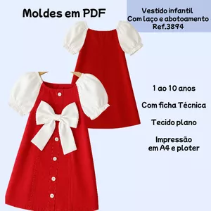 Imagem de capa para o Ebook Vestido infantil com laço e abotoamento 