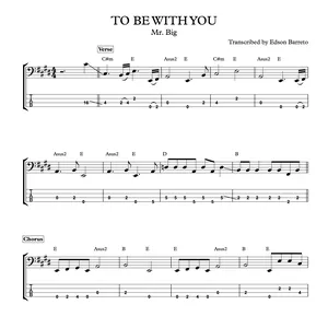 Cover image for Online course TO BE WITH YOU (Mr. Big) Bass Transcription, Score &amp; Tab Lesson