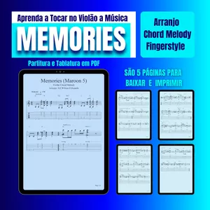 Imagem de capa para o Ebook "MEMORIES " Arranjo Fingerstyle Chord Melody para Violão 