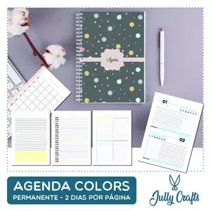 Imagem de capa para o Curso online Agenda Permanente Datada Colors, agenda colorida, 2 dias por página